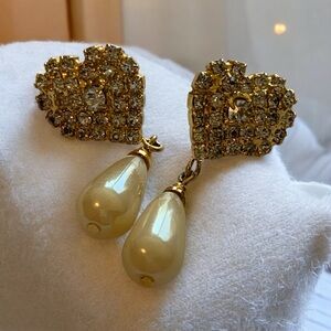 Gold Heart Drop Earrings